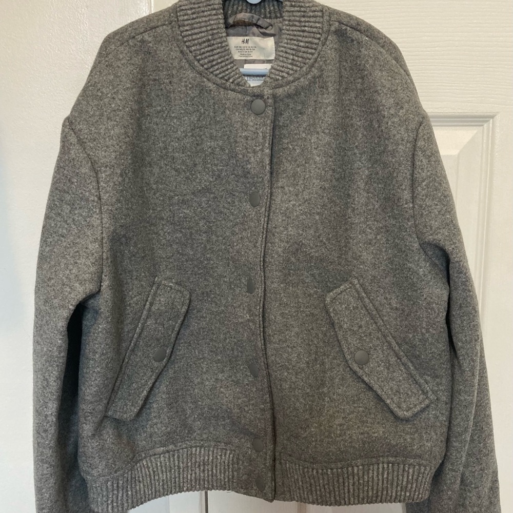 NWT Kids Gray Wool Bomber Jacket